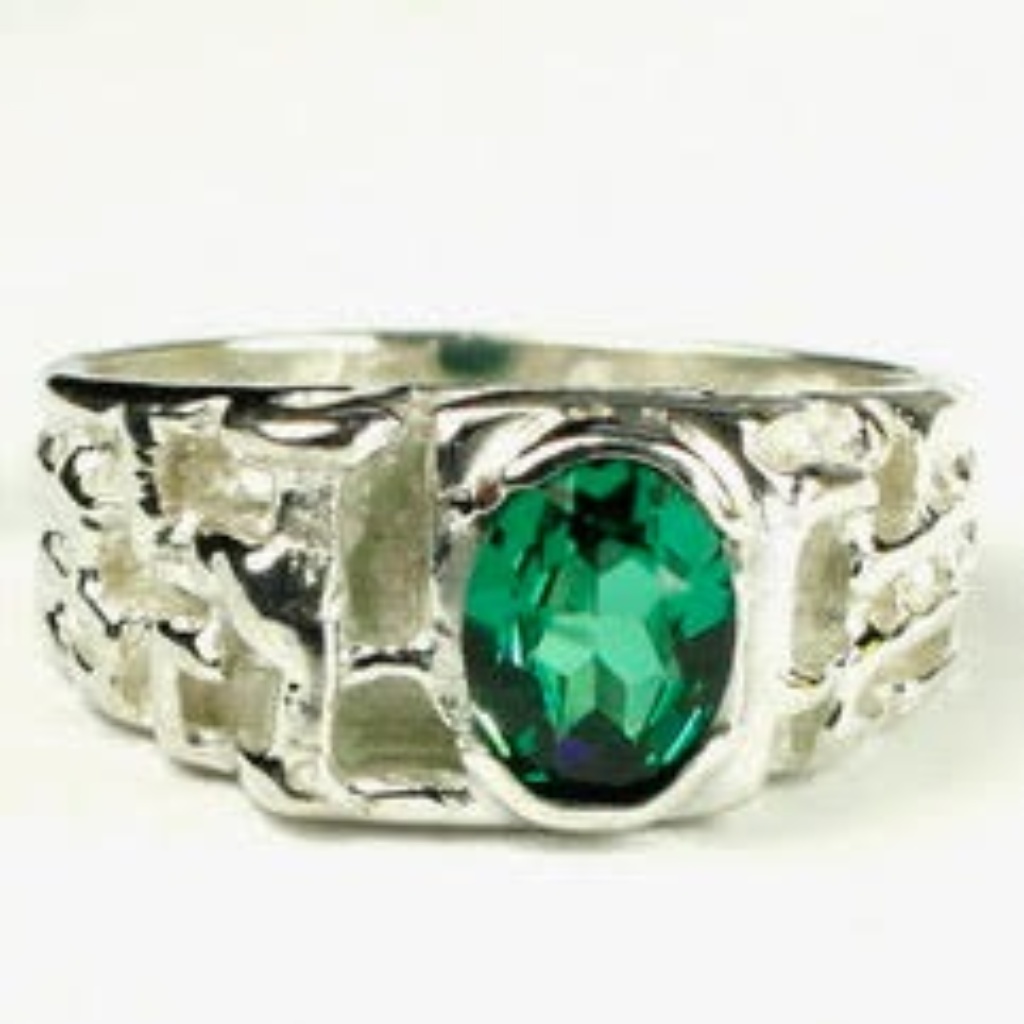 Russian Nano Emerald Sterling Silver Men's Ring